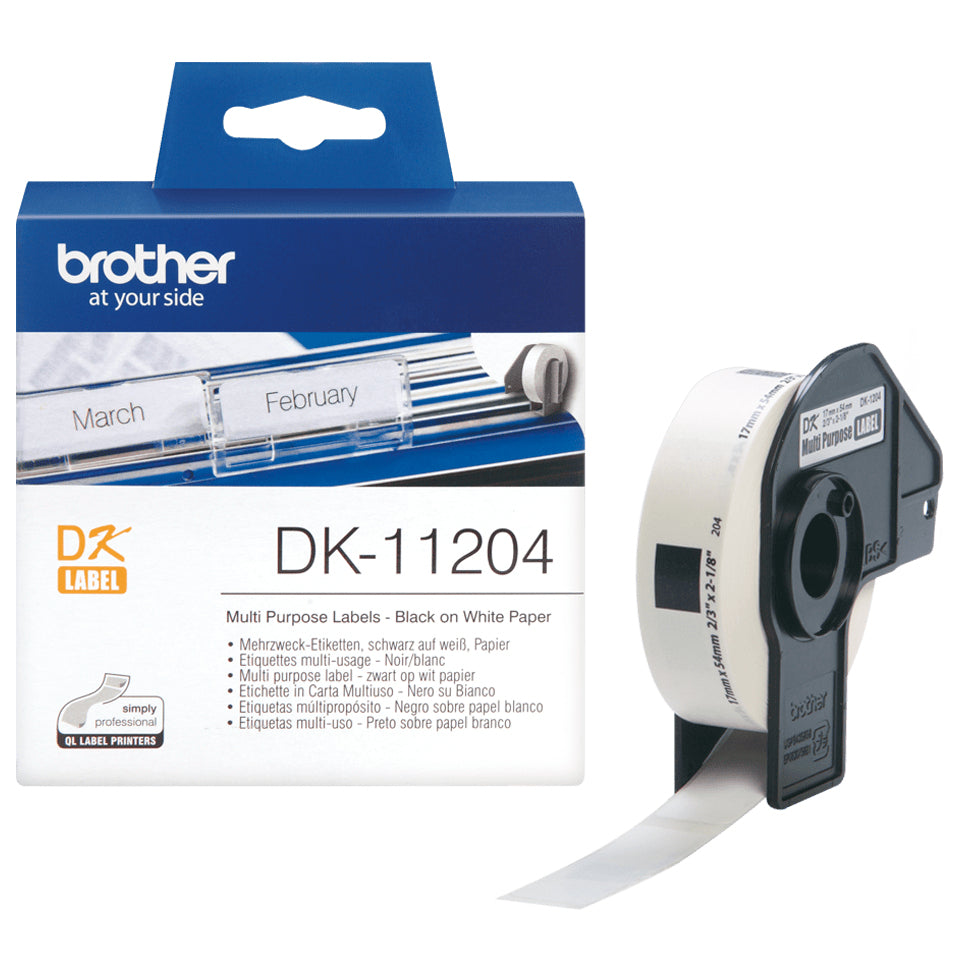 Brother Etiketten, 17 mm × 54 mm, weiss, Papier, permanent, 400 Etiketten