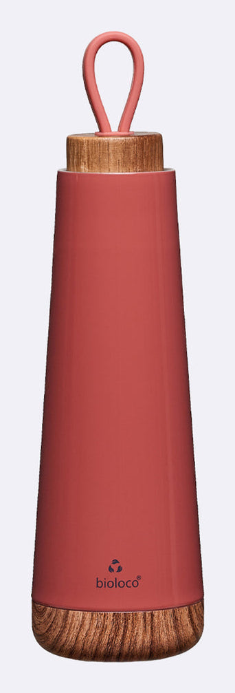 BioLoco Loop-Rust Isolierflasche 500 ml – doppelwandig 18 h heiss/12 h kalt, Edelstahl, rot