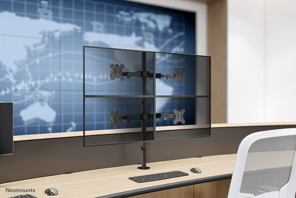 Neomounts FPMA D550D4 – Monitorarm, 4-fach, neigbar und schwenkbar, bis 32", 6 kg pro Bildschirm, schwarz