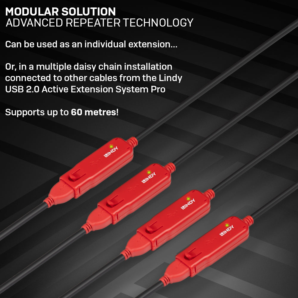 Lindy USB-Kabel, 12 m, USB 2.0, Active Extension Pro