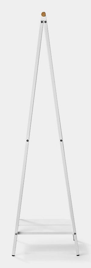 Brabantia Garderobenständer – mit Schuhhalter, Stahl/Holz, Weiss, 34 × 47,6 × 170 cm