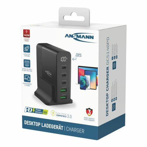 Ansmann USB-Tischladegerät DC5140PD – 140 W, Schwarz