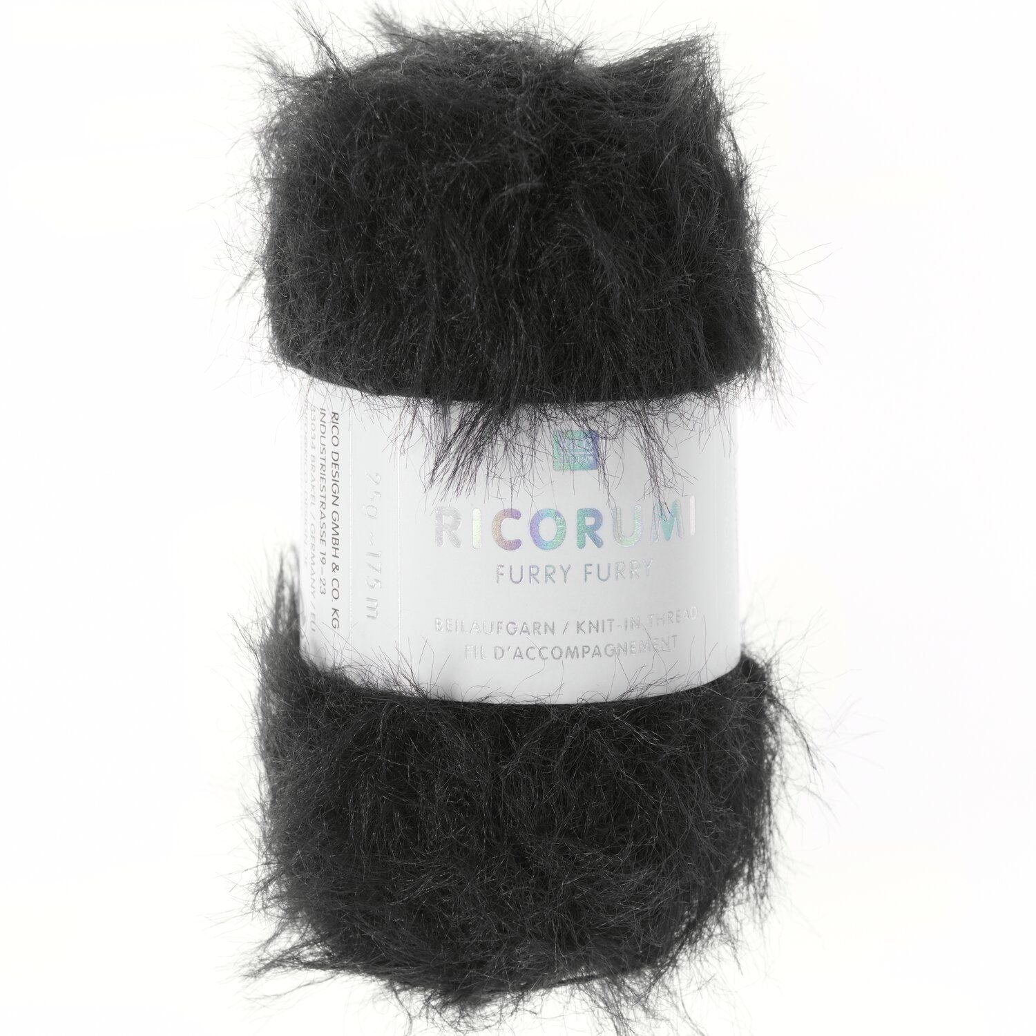 Rico Design Ricorumi Furry Furry Garn Schwarz – 25 g, 175 m, Nadel 3 mm, 100% Polyamid