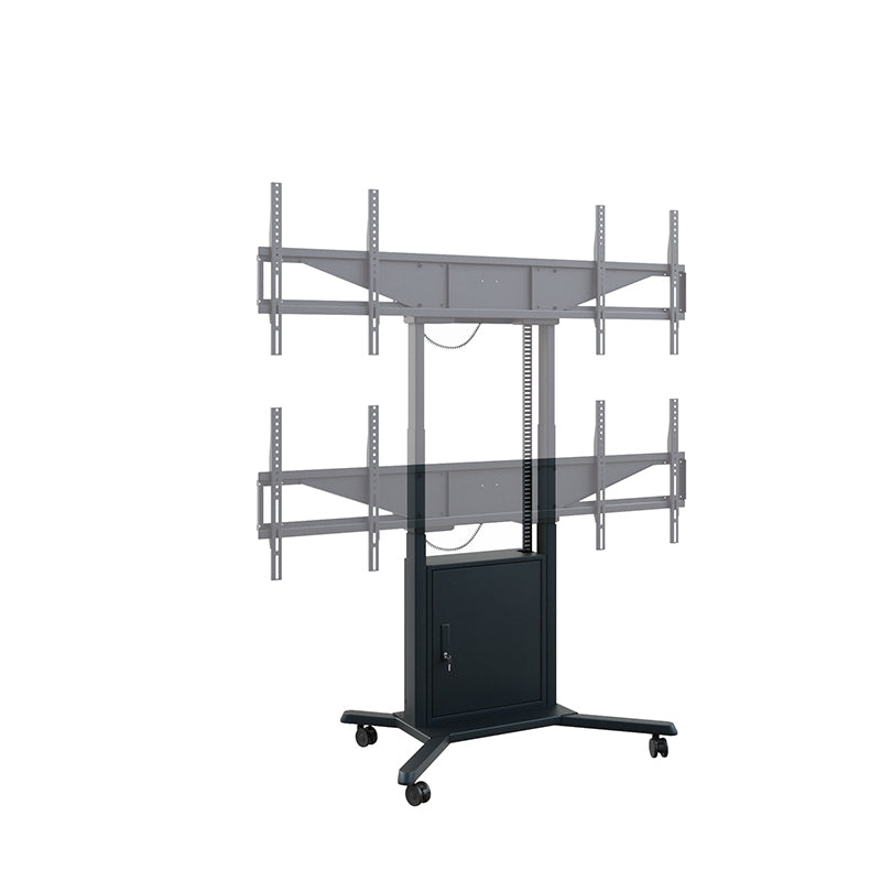 Hagor TV-Wagen – 46–65" – VESA 200×200–600×400 – bis 120 kg, motorisiert, mit Rollen, für 2 Displays
