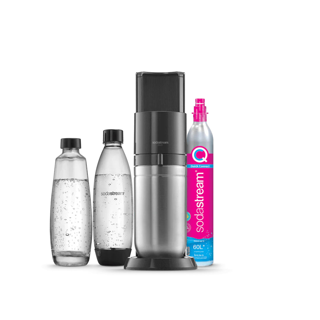 SodaStream DUO Megapack XL – Wassersprudler, 4 Flaschen, Quick Connect 60 l, Schwarz