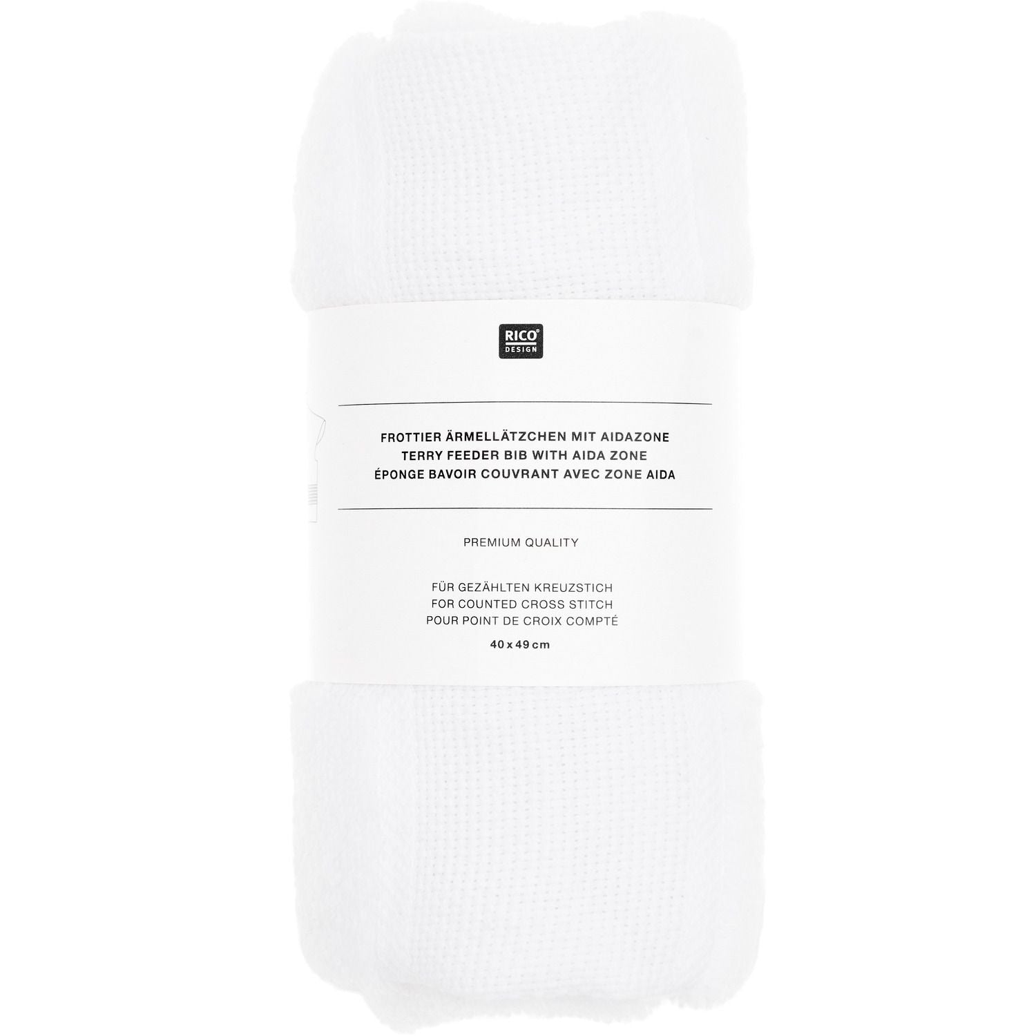 Rico Design Lätzchen mit Ärmeln – 49 × 40 cm, Weiss, 100% Baumwolle, GOTS