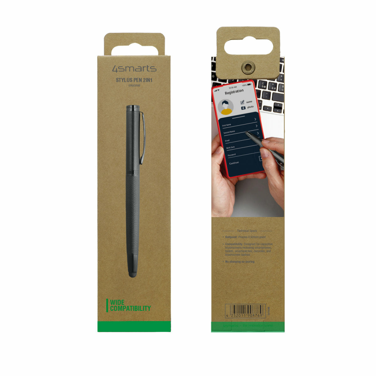 4smarts Eingabestift für Smartphone und Tablet – Passiv, mit Kugelschreiber – Schwarz