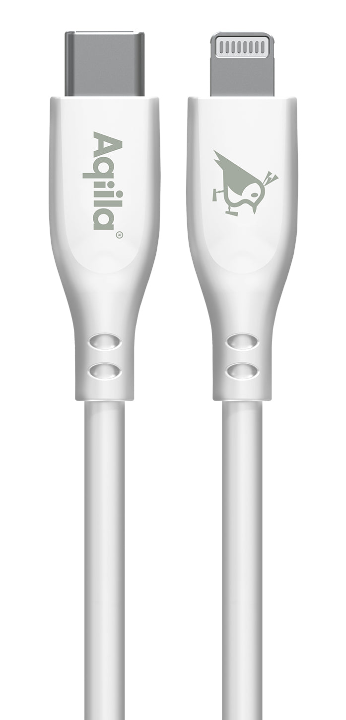 Aqiila USB-C auf Lightning Kabel – USB 2.0 (480 Mbit/s) – 1 m – Geflochten – Weiss – für Apple-Geräte
