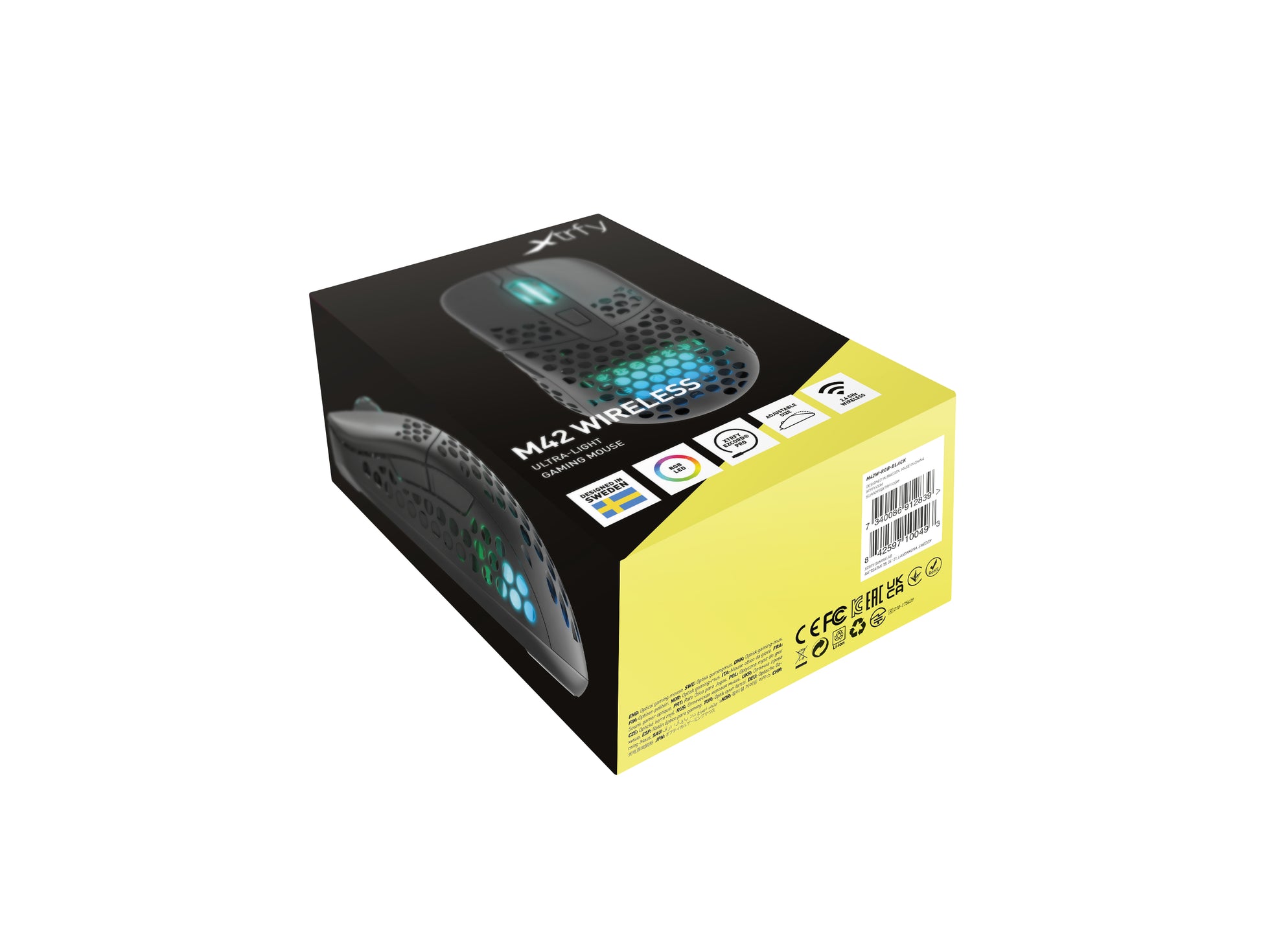 CHERRY XTRFY M42 – Gaming-Maus – Kabellos (2,4 GHz), 19000 DPI, RGB-Beleuchtung, Weiss