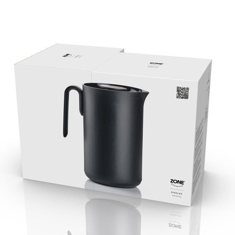 Zone Denmark Thermoskanne – 1 l, Ø 13,2 cm, Glas/Kunststoff (PP), Knopfdruckverschluss, 10 h Warmhaltezeit