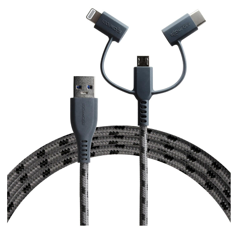 Boompods USB-Kabel – USB-A auf USB-C, Micro-USB, Lightning – 1,5 m – für iPhone, Galaxy S23 und mehr