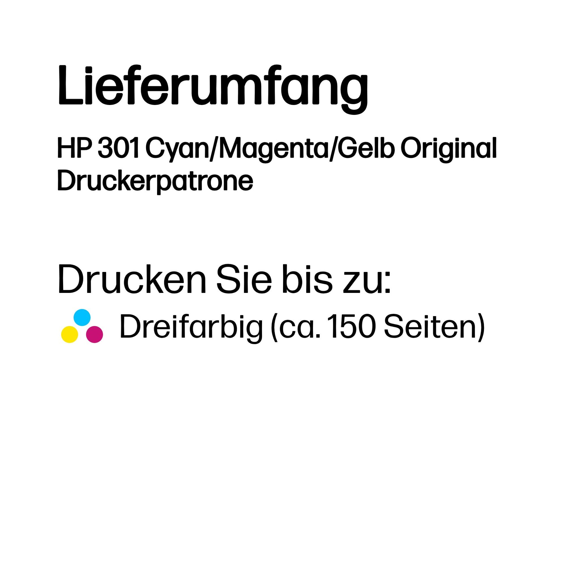 HP 301 Dreifarbig Tintenpatrone (Original) – 150 Seiten – für HP DeskJet 2540
