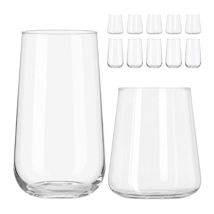 Relaxdays Trinkgläser – 12er Set, 550 ml, Ø 9 cm, Glas, Transparent, spülmaschinenfest