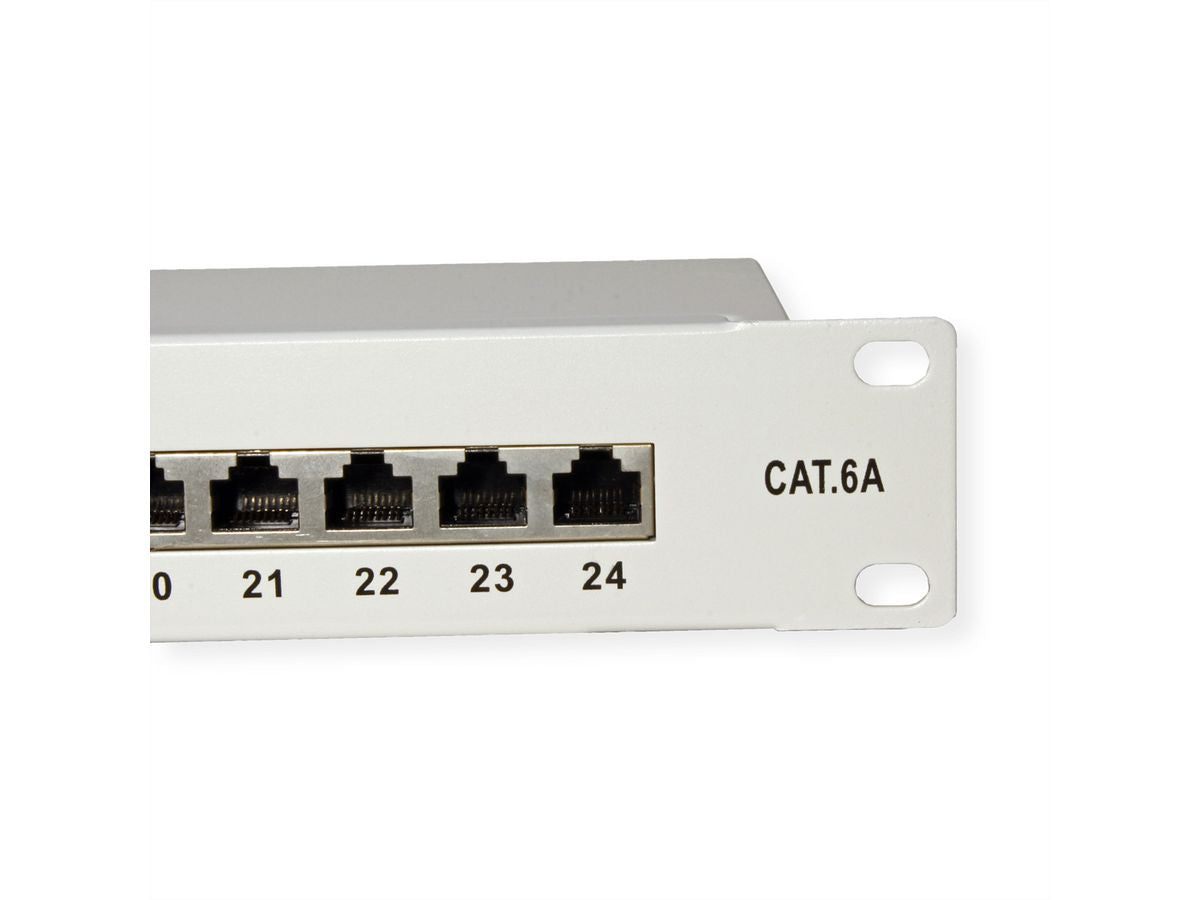 VALUE Patchpanel Cat.6A (Klasse EA) – 24× 10G, geschirmt, 19", 1U, Grau