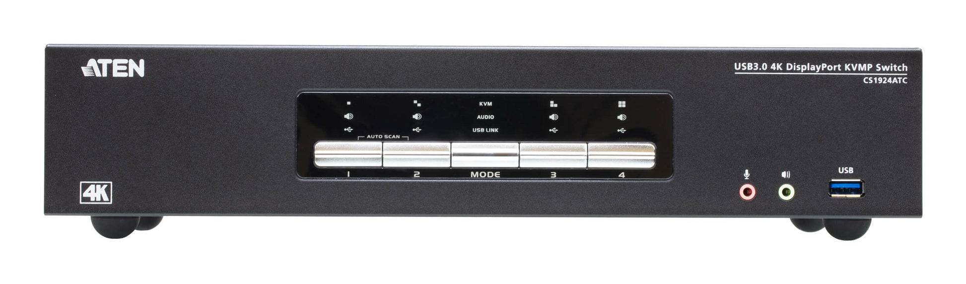 ATEN 4-Port DP KVM-Switch – 4096 × 2160/60 Hz, USB 3.0-Hub, Audio