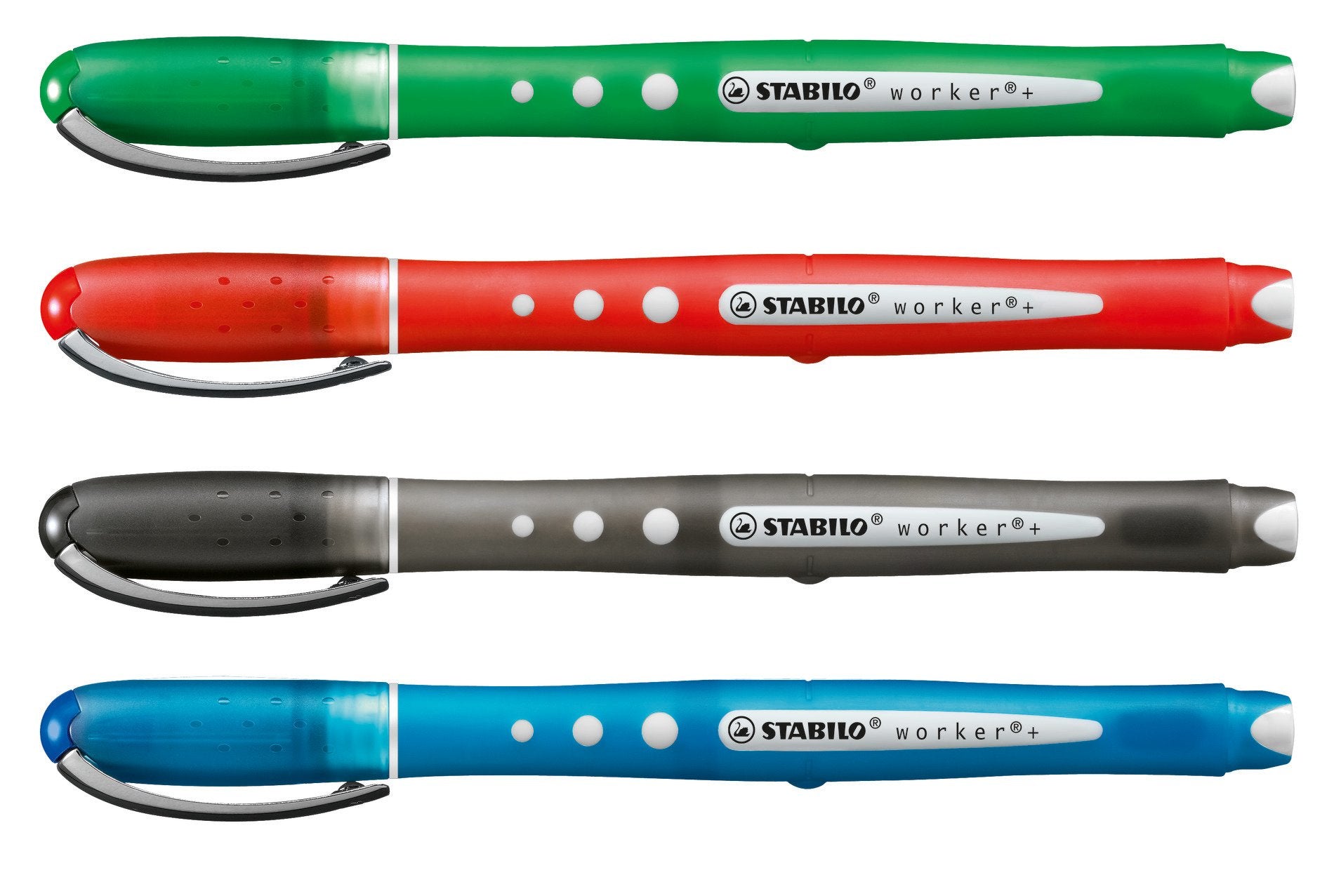 STABILO worker+ colorful – Tintenroller, mit Kappe, 0,5 mm, blau, für Linkshänder