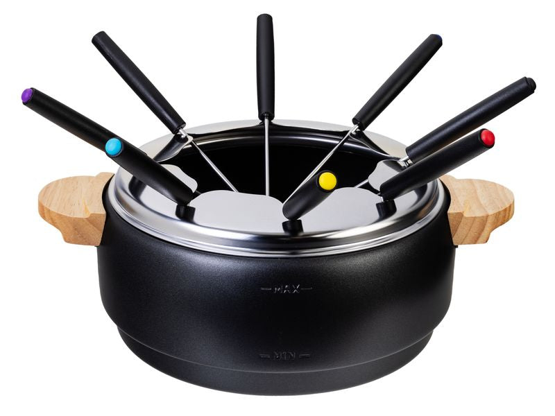 Furber. Furber Fondue-Set – Edelstahl, 1,8 l, 8 Personen, elektrisch – schwarz/silber