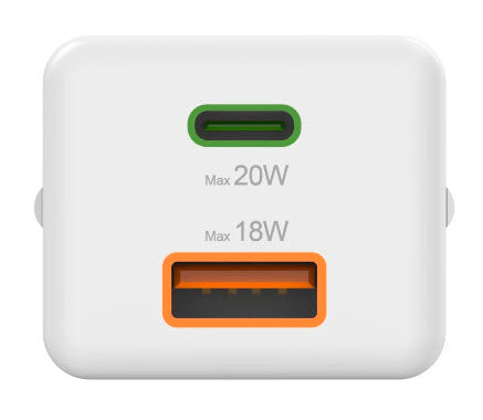Hama 00201991 USB-Ladegerät 20 W – USB-C×1, USB-A×1 – PD, QC 3.0 – für Kopfhörer, Powerbank u. a. – Weiss