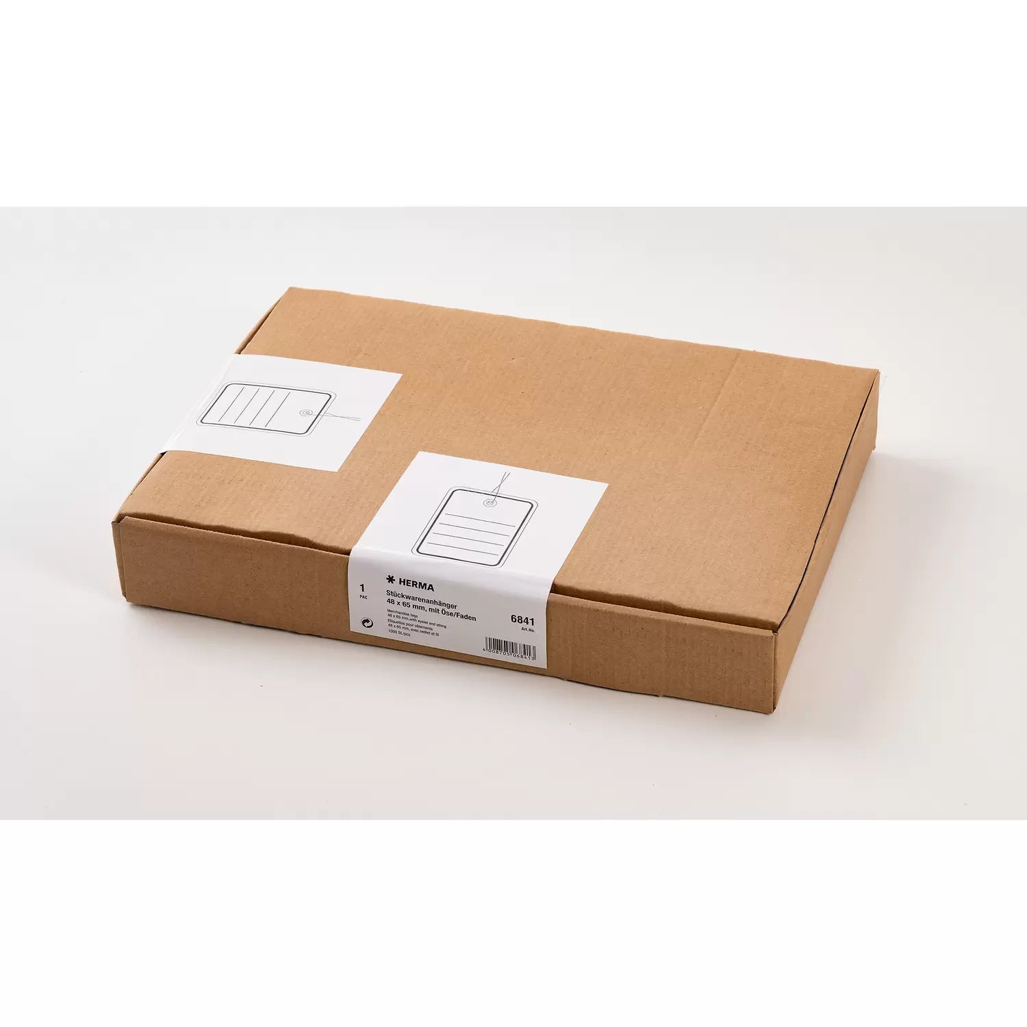 HERMA Anhängeetiketten – 48 × 65 mm, Karton, Grau/Weiss, mit Öse und Faden, 1'000 Stk.
