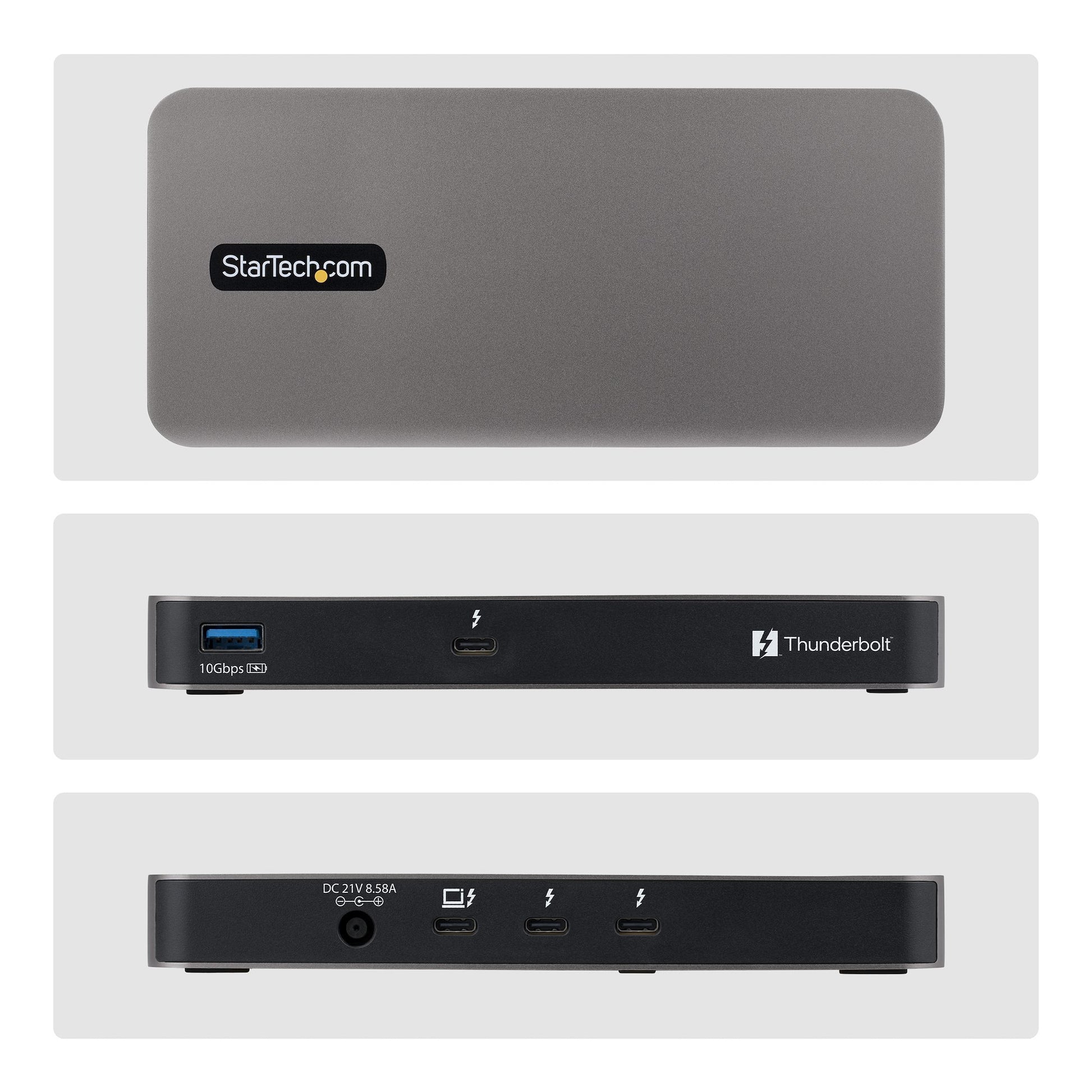 StarTech.com 303UE-TB5 Thunderbolt-Hub – Thunderbolt 5, 1× USB-A, 140 W PD, 3× TB5, für Windows/Mac