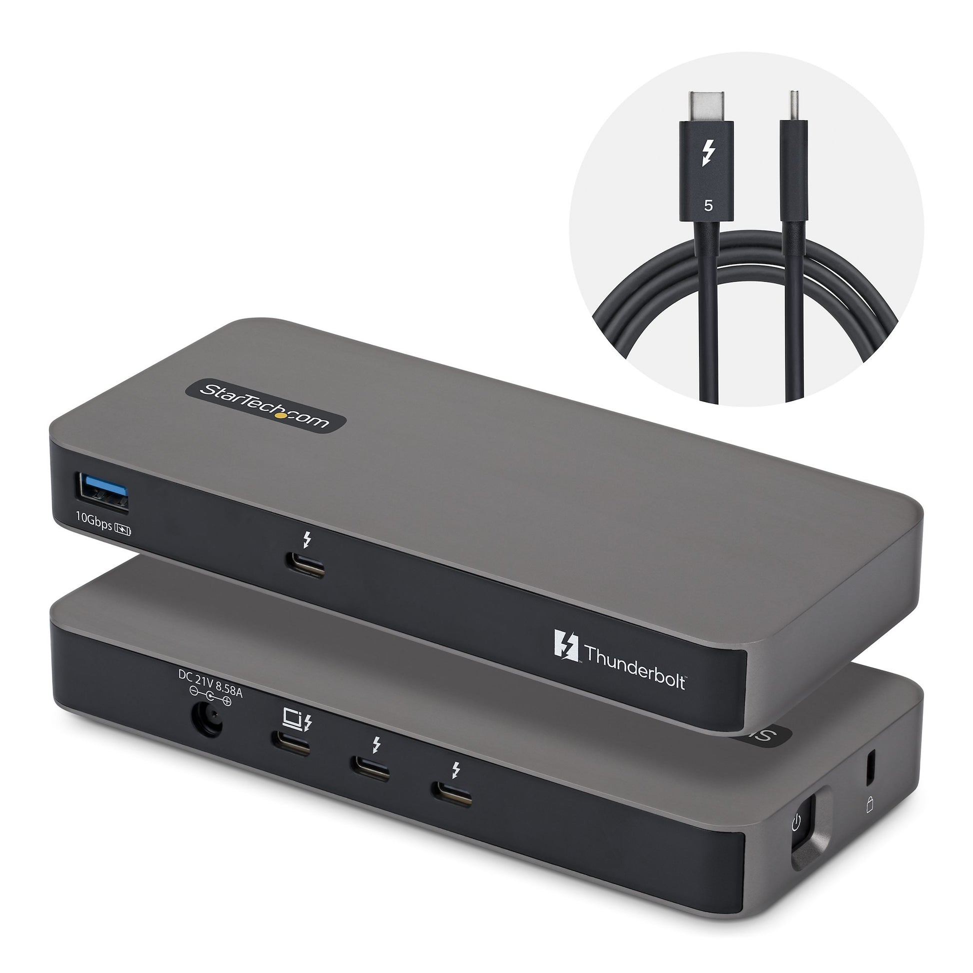 StarTech.com 303UE-TB5 Thunderbolt-Hub – Thunderbolt 5, 1× USB-A, 140 W PD, 3× TB5, für Windows/Mac