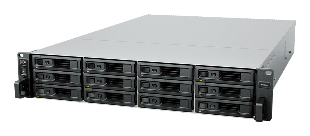 Synology UC3400 – 12-Bay Rack 2U NAS – Intel Xeon D-1541, 8 GB RAM, 10GbE, redundantes Netzteil