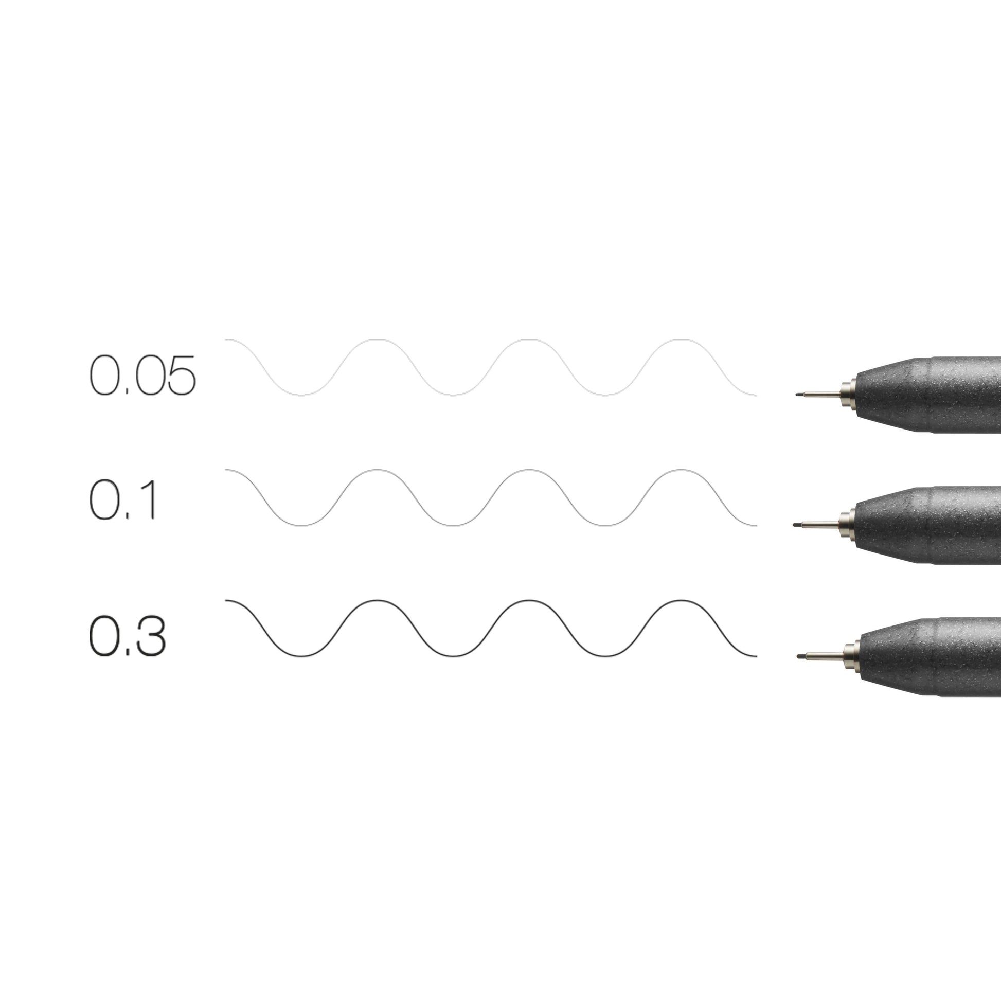 Copic Multiliner Fineliner – 3 Stk., 0,05–0,3 mm, schwarz, wasserfest