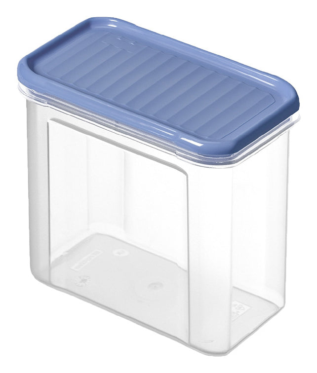 Rotho DOMINO – Vorratsdose 1 l, 9 × 16,5 × 13 cm, Polypropylen (PP), transparent/blau