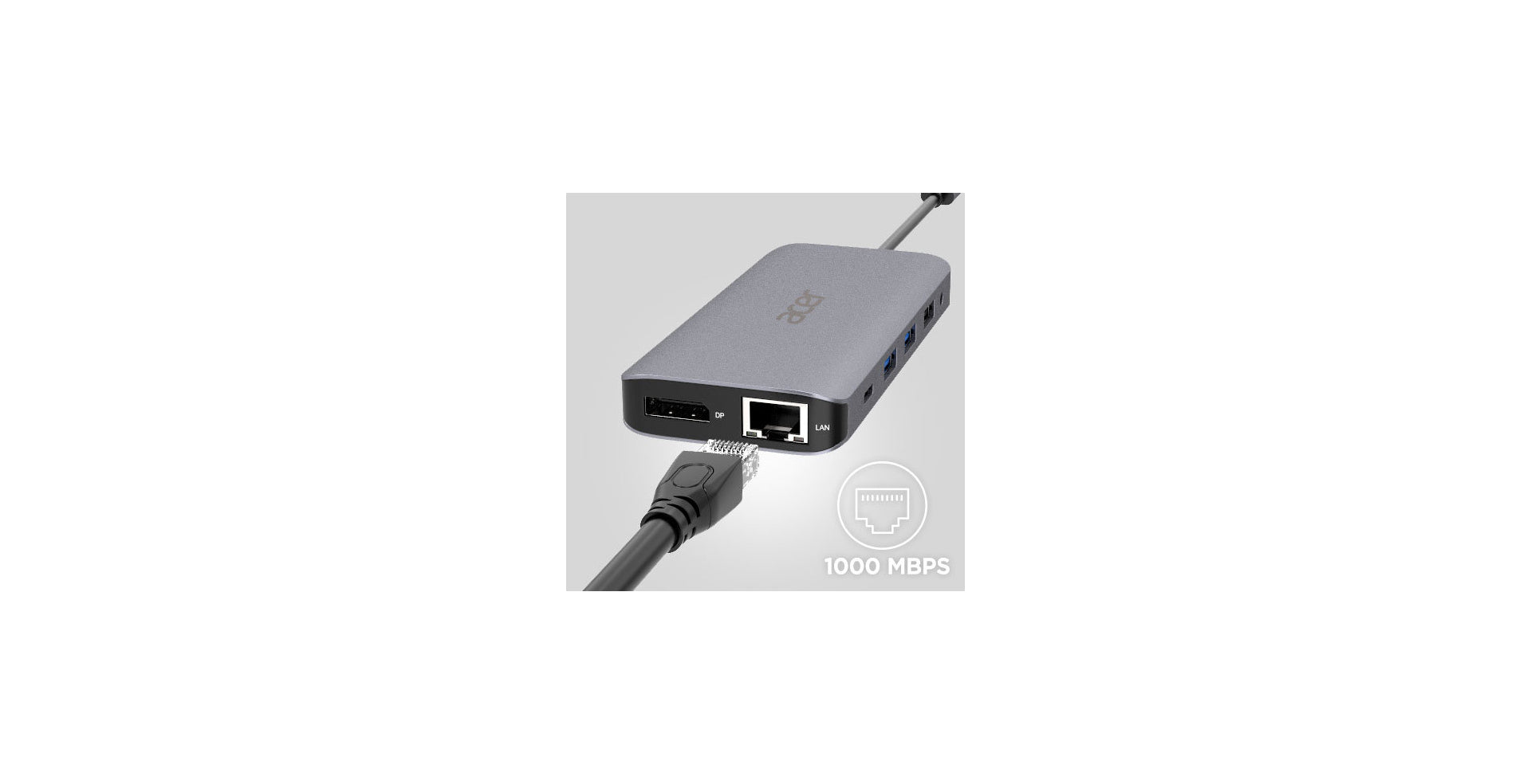 Acer Dockingstation – USB-C, 1× DP, 2× HDMI, 2× USB-A, 100 W PD, GbE, SD/microSD, 3,5 mm Audio