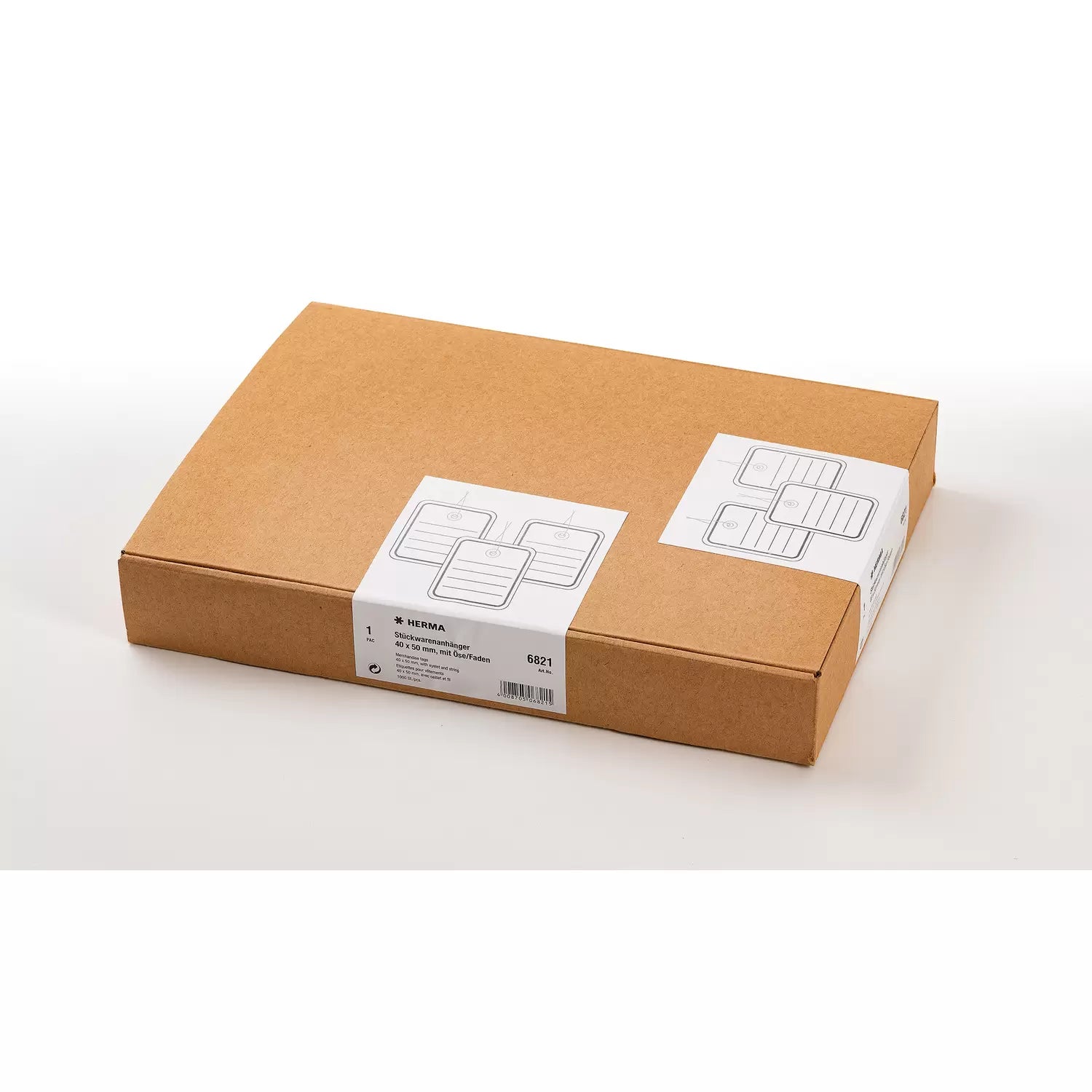 HERMA Anhängeetiketten – rechteckig 40 × 50 mm, nicht klebend, Karton, grau/weiss, mit Öse und Faden, 1'000 Stk.