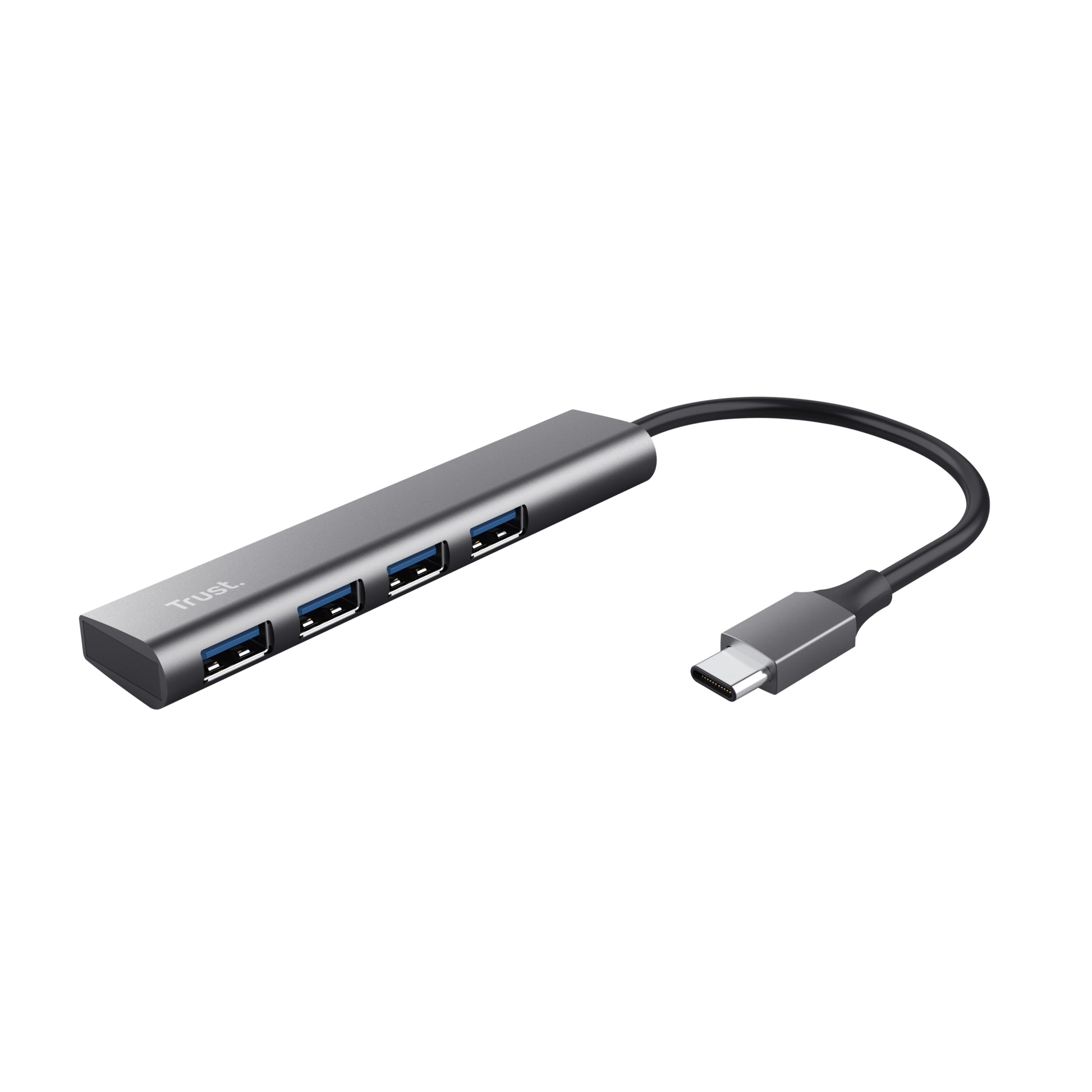 Trust Halyx USB-Hub – USB-C, 4× USB-A (USB 3.2 Gen 1, 5 Gbps) – USB-C – 210 × 21 × 11 mm