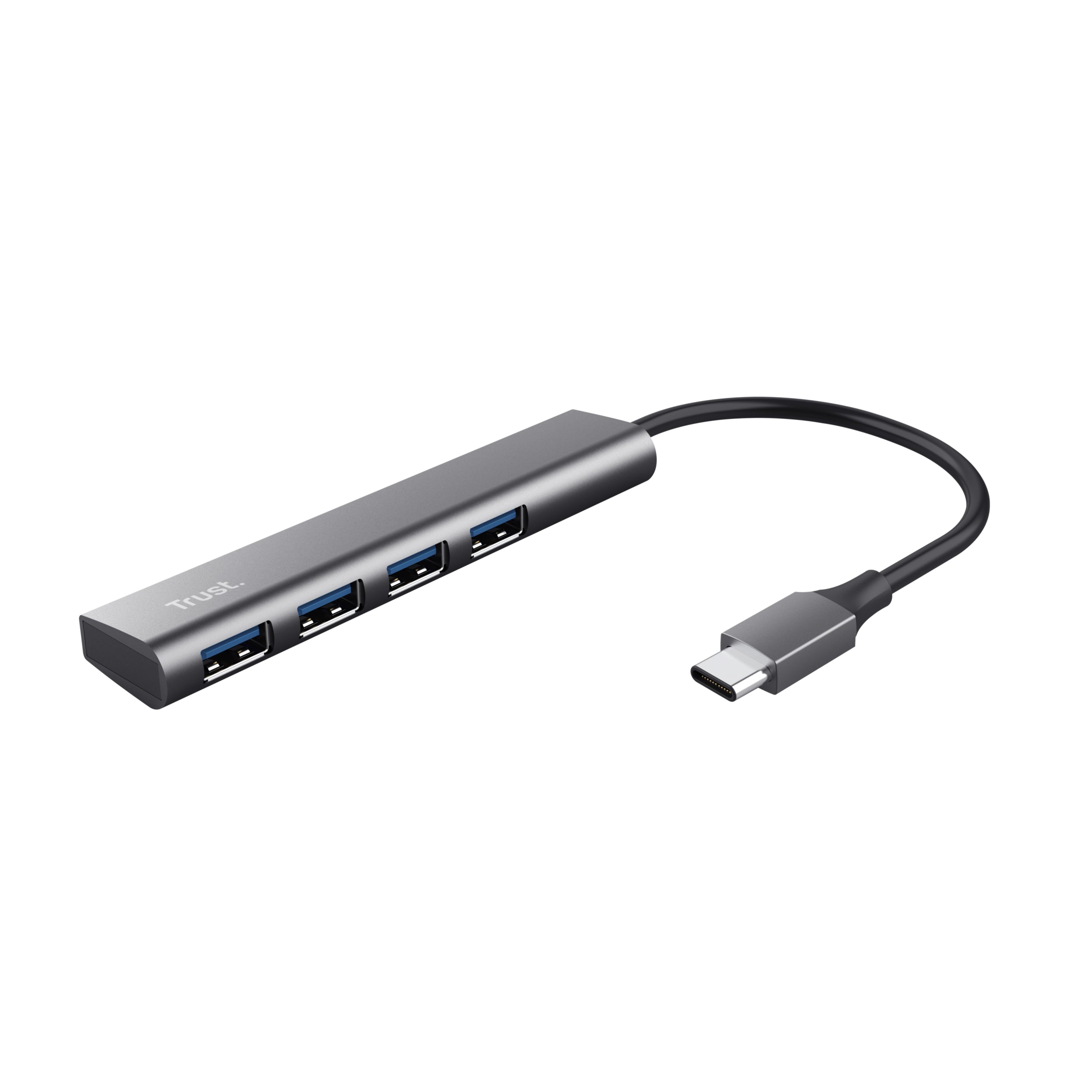 Trust Halyx USB-Hub – USB-C, 4× USB-A (USB 3.2 Gen 1, 5 Gbps) – USB-C – 210 × 21 × 11 mm
