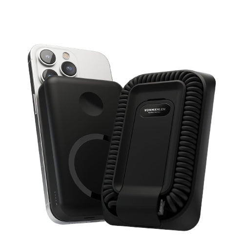 Vonmählen MagSafe Powerbank 10000 mAh, PD 20 W, 1× USB-C, 1× USB-A, MagSafe, für iPhone (MagSafe), Schwarz