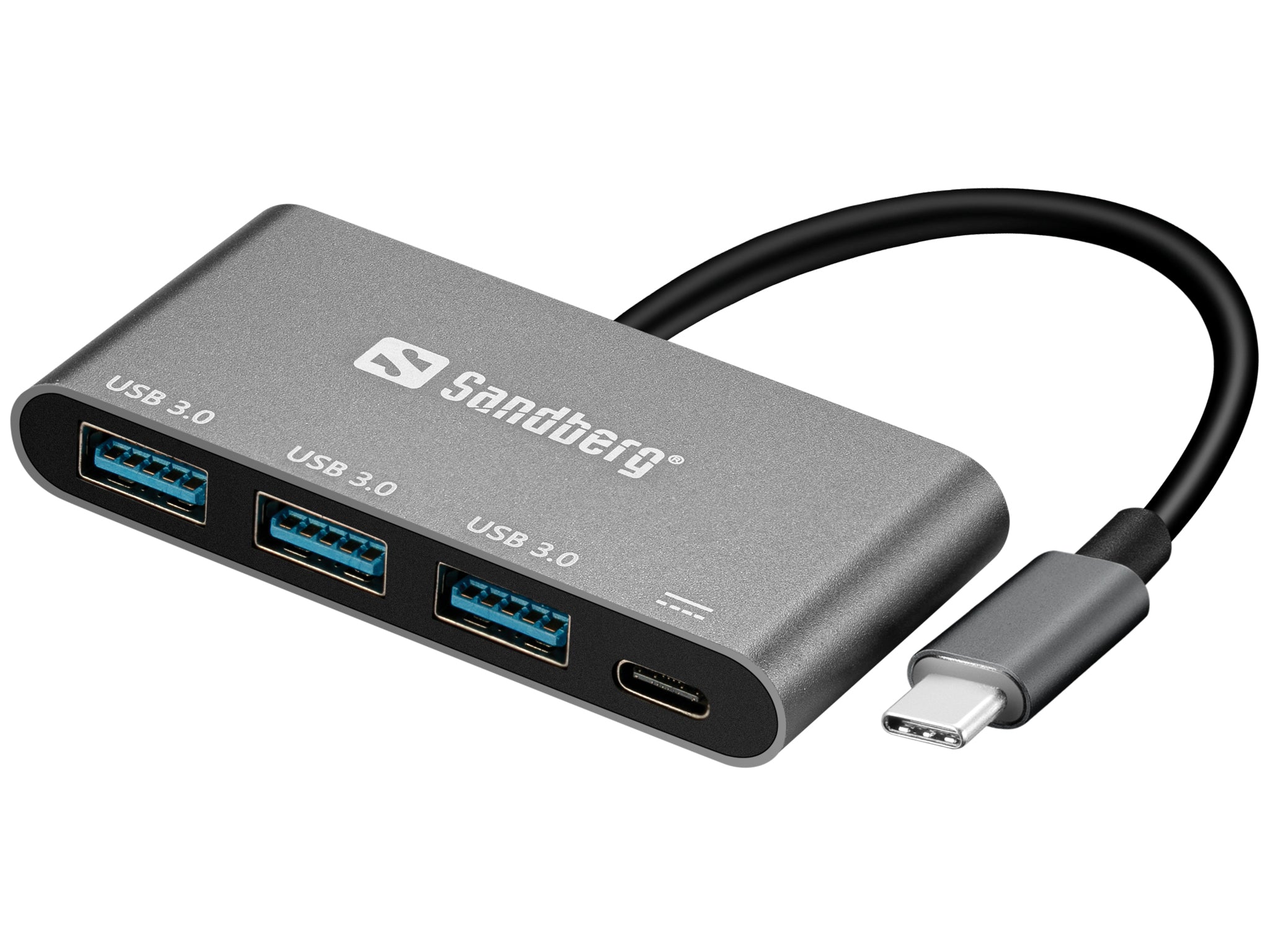 Sandberg USB-Hub – USB-C, 3× USB-A, für Windows/Mac