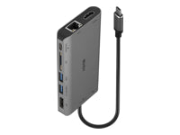 Lindy 43323 Multiport-Adapter – USB-C, 1× DP, 1× HDMI, 1× USB-A, 100 W PD, GbE, SD, 3,5 mm Audio