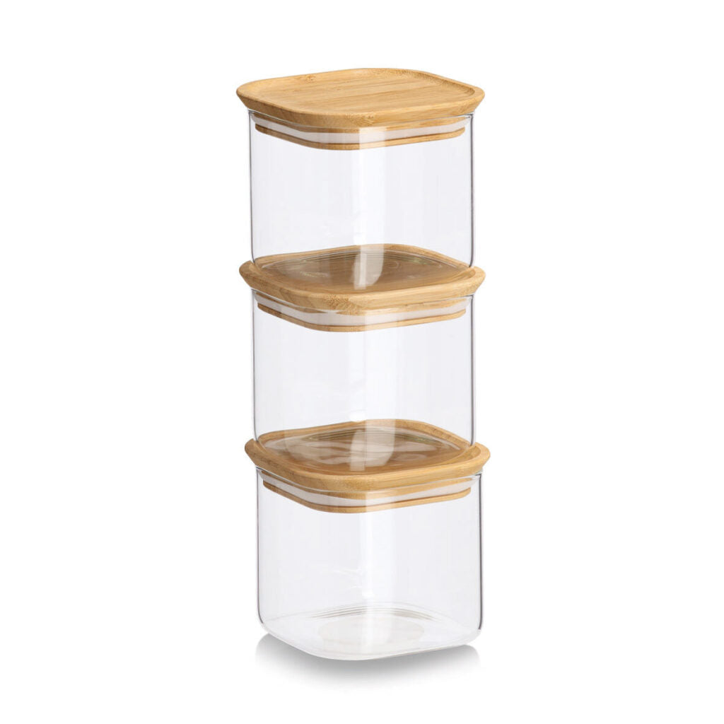 Zeller Present Vorratsdose 5,9 l, Glas (Borosilikat)/Bambus, transparent/braun