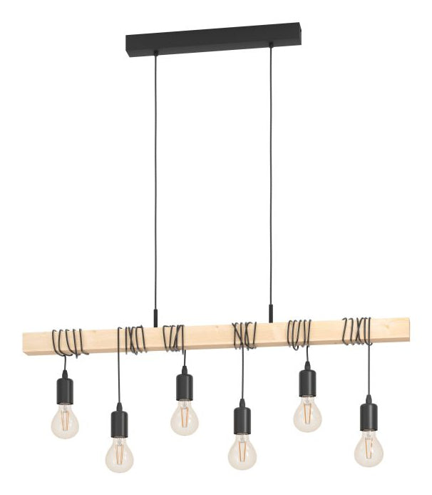 EGLO Pendelleuchte Townshend – 10,0 × 100,0 × 110,0 cm, 360 W, nicht dimmbar, schwarz/braun