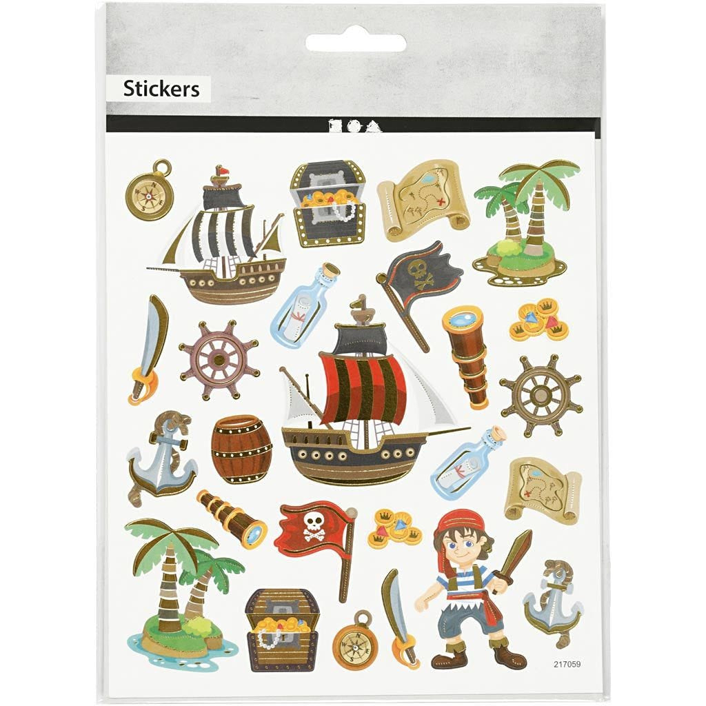 Creativ Company Sticker – 15 × 16,5 cm, Piraten, Mehrfarbig – 1 Bogen, Papier