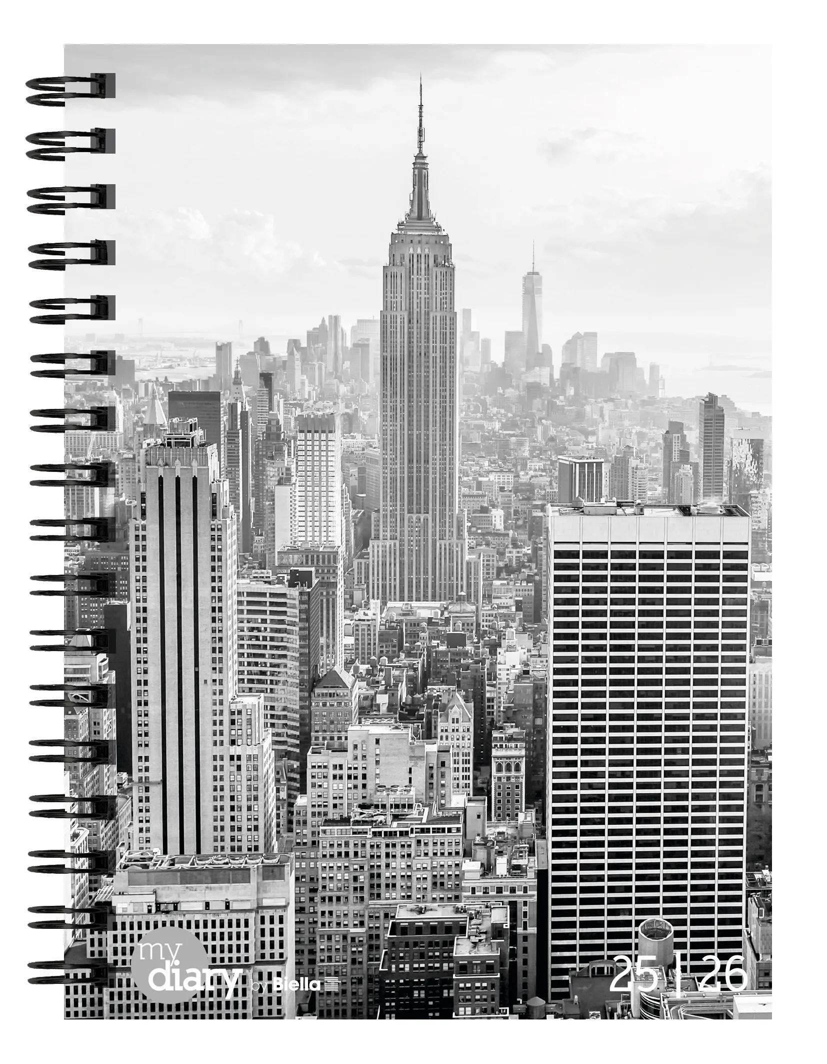 Biella mydiary Schüleragenda – 1 Woche/2 Seiten, Spiralbindung, 12 × 16,5 cm, Aug–Jul, City, FSC