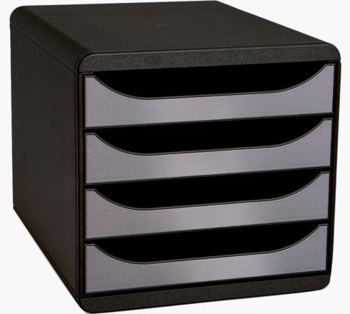 Exacompta 310438D Schubladenbox – 4 Schubladen, Schwarz, 347×278×267 mm
