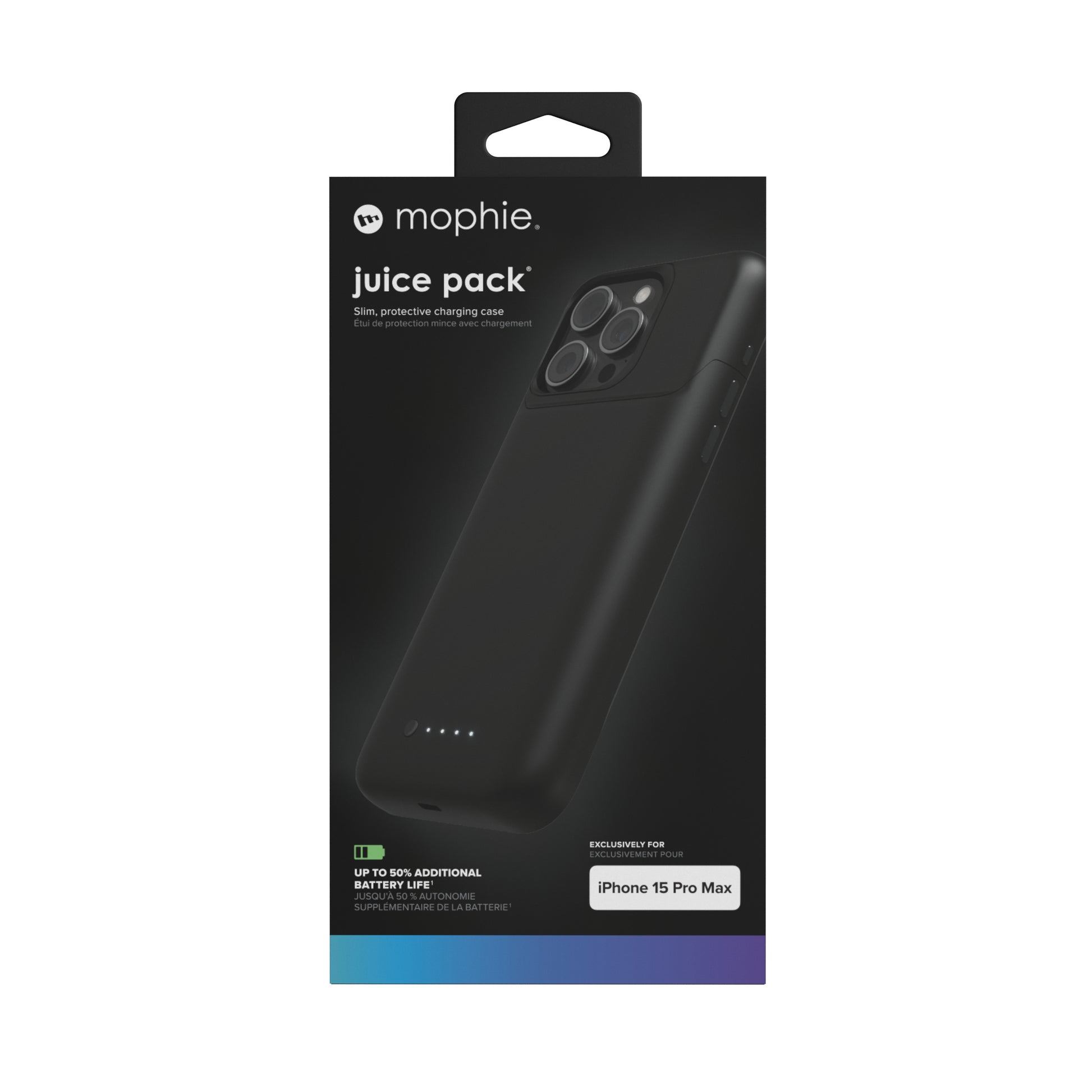 mophie Power-Case (mit Akku) – für Apple iPhone 15 Pro Max, Recycling-Kunststoff, Schwarz, 3000 mAh