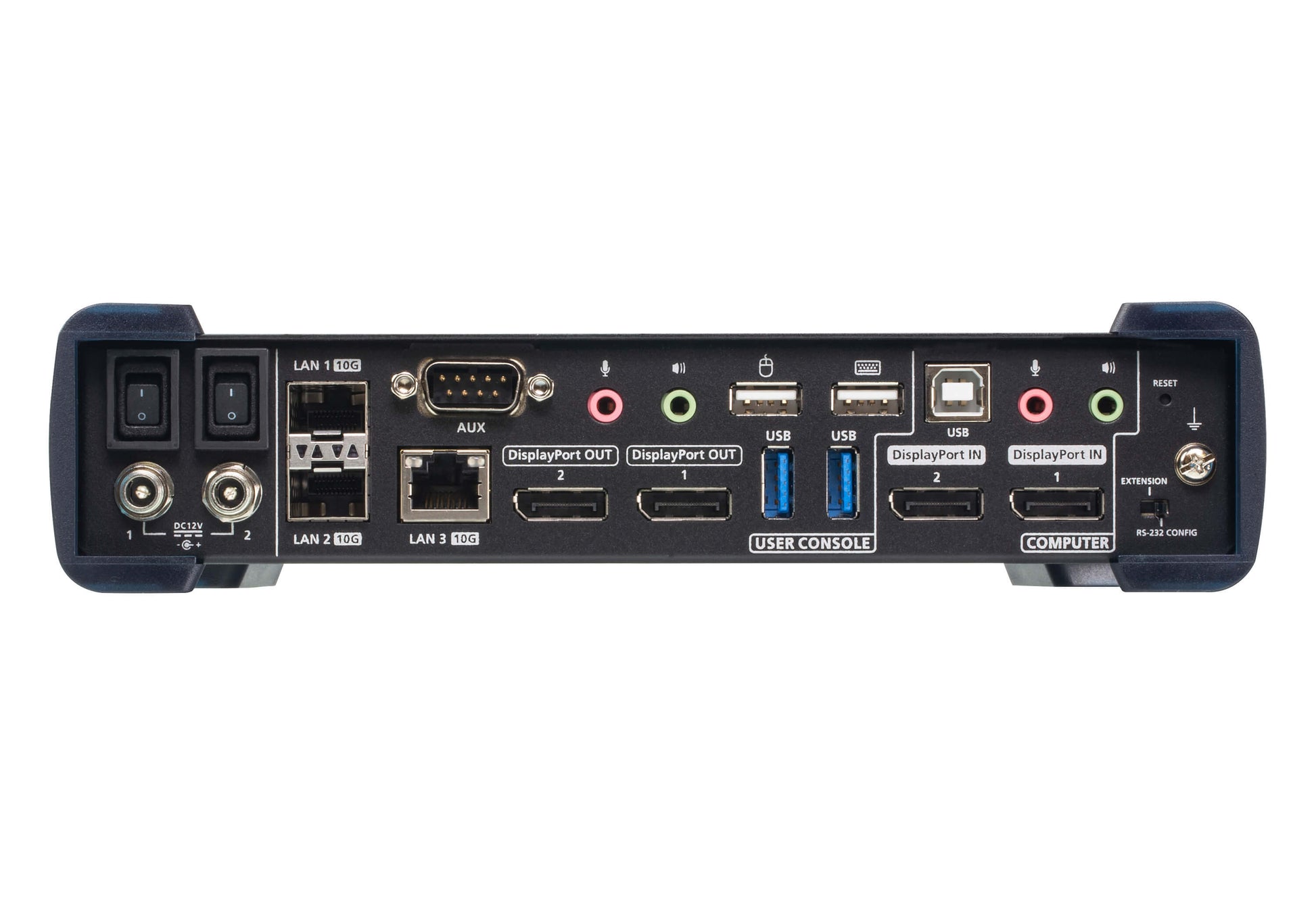 ATEN KX9980R KVM-Receiver (DisplayPort, Dual Display) – 5K (5120 × 2880) @ 30 Hz, 1× RJ-45, 5× USB-A, Schwarz