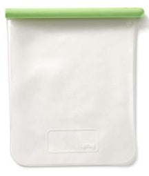 Lékué Vorratsdose 1,5 l, 24,5 × 1,6 × 21,5 cm, Silikon, grün, mit Reissverschluss