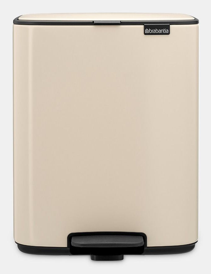 Brabantia Papierkorb Bo – 12 l – Stahl, beige – B × H × T 292 × 369 × 263 mm
