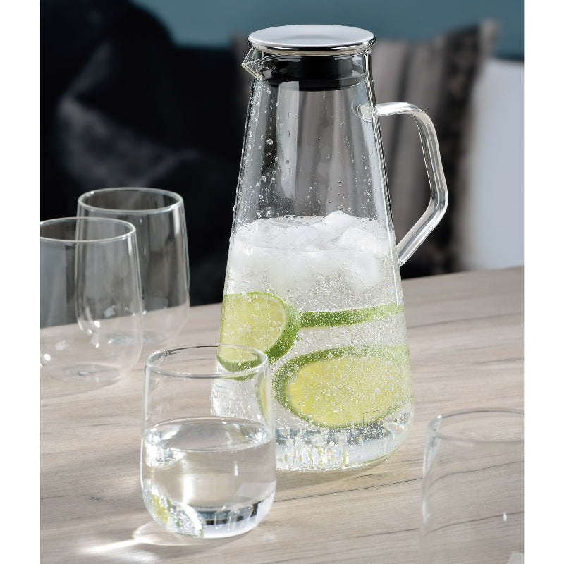 Kela Karaffe – 1,5 l, Ø 12 cm, Borosilikatglas, Transparent, mit Deckel, spülmaschinenfest