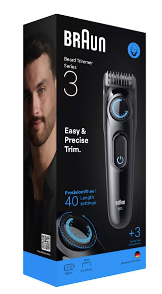 Braun Bartschneider Serie 3 BT3520 – 0,5–20 mm, 40 Längeneinstellungen, 50 min – Schwarz
