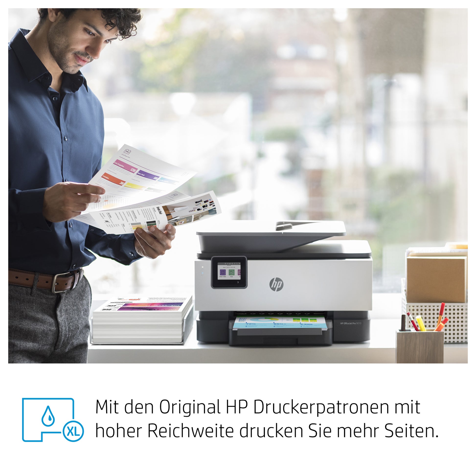 HP OfficeJet Pro 9010 – Farbtintenstrahl-Multifunktionsdrucker, A4, 4-in-1, Duplex, ADF, WLAN/LAN, AirPrint