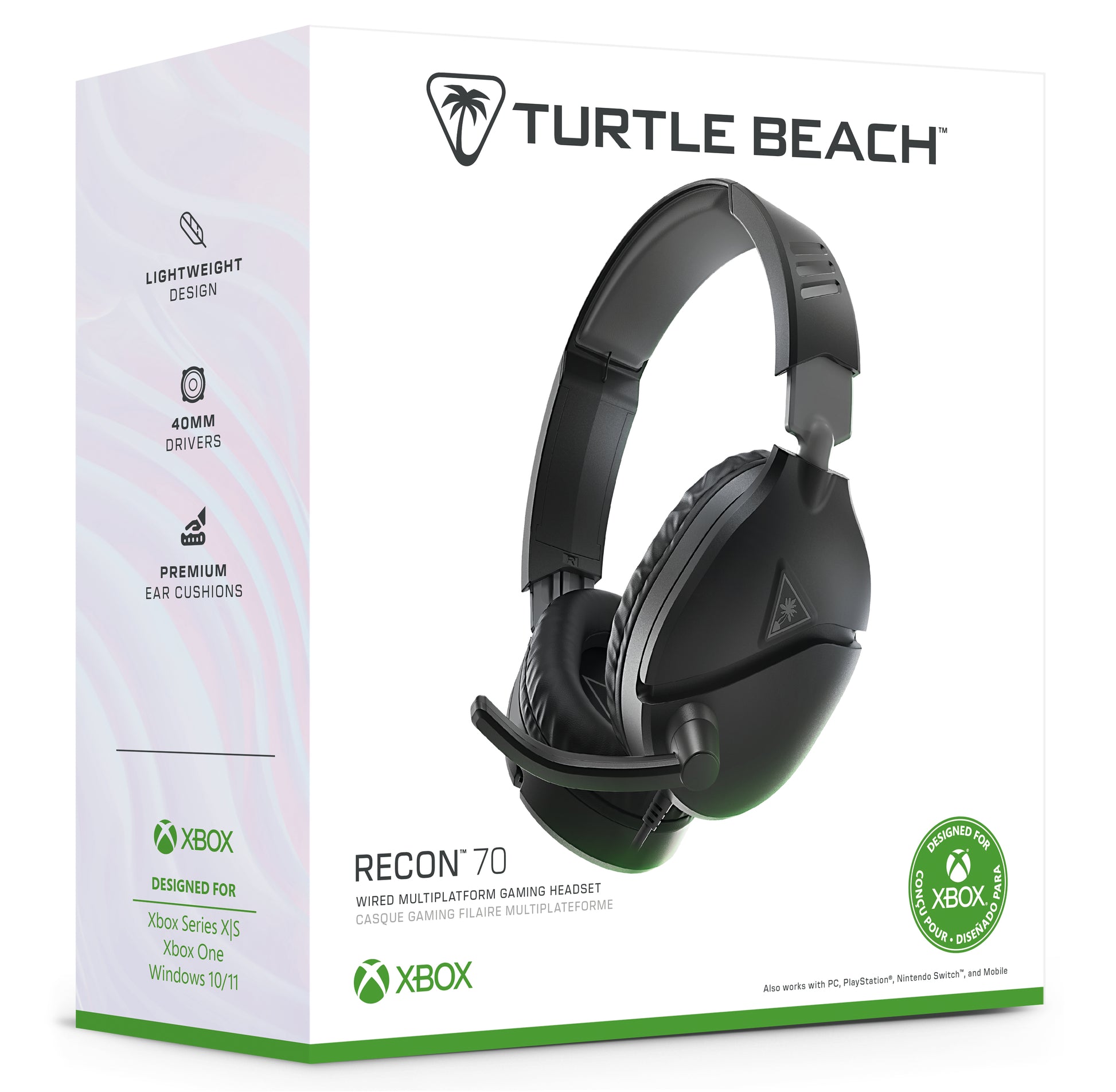 Turtle Beach Recon 70 Gaming-Headset – Over-Ear, Stereo, Kabelgebunden, 3,5 mm Klinke, Schwarz