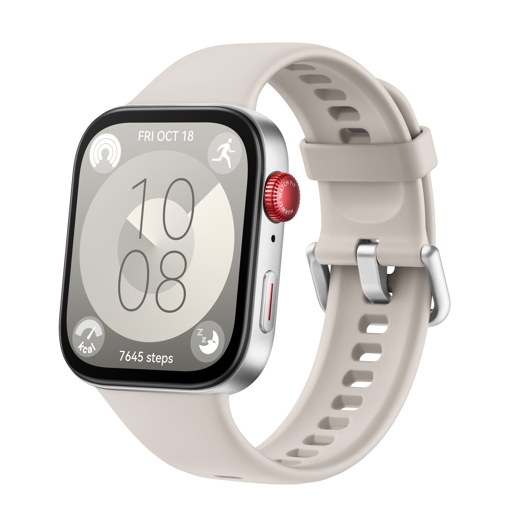 Huawei Watch Fit 3 – 43,2 mm, AMOLED, Aluminium Silber, Fluorelastomer Weiss, 5 ATM