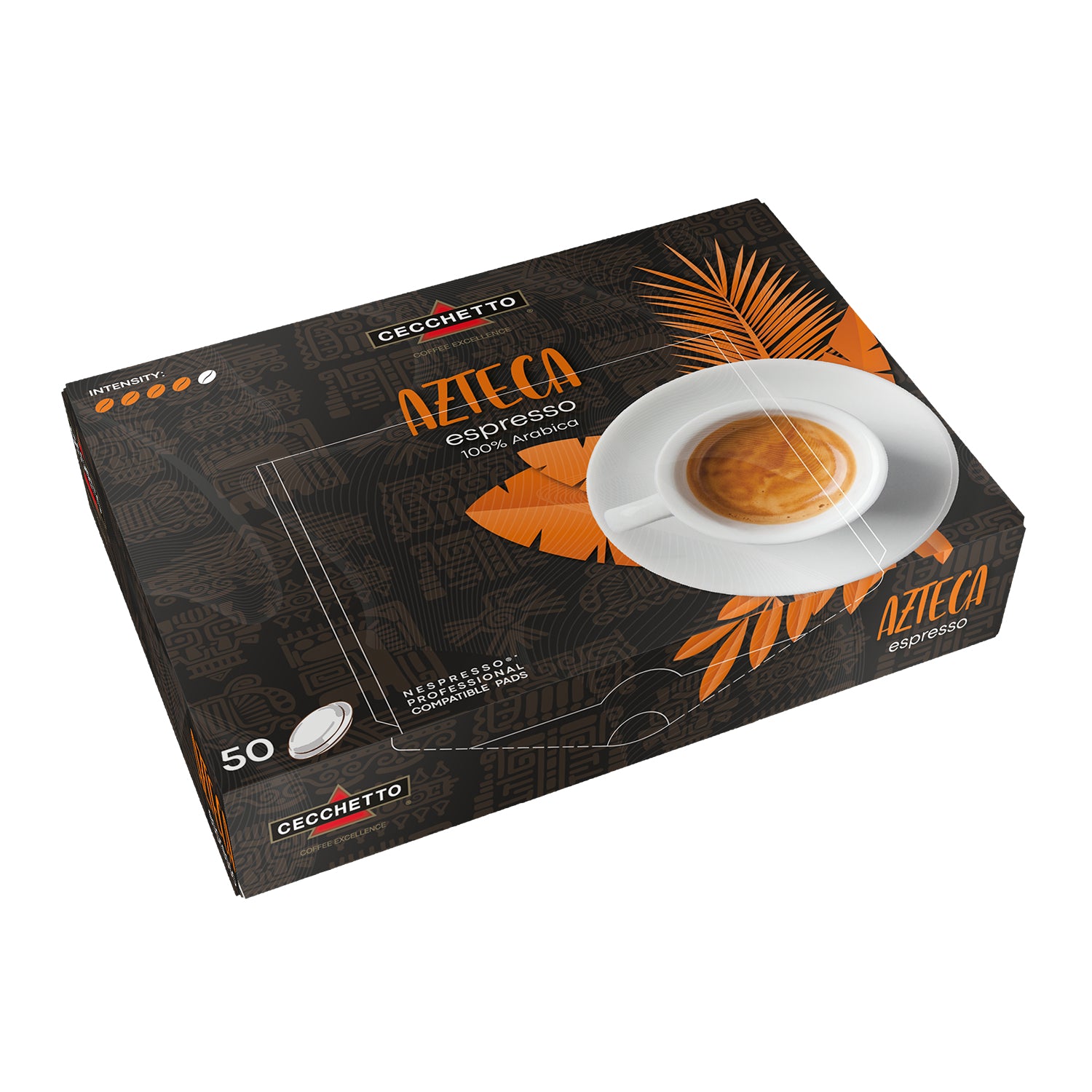 CECCHETTO Azteca Espresso 100% Arabica – Kaffeepads für Nespresso – Intensität 4, 50 Pads